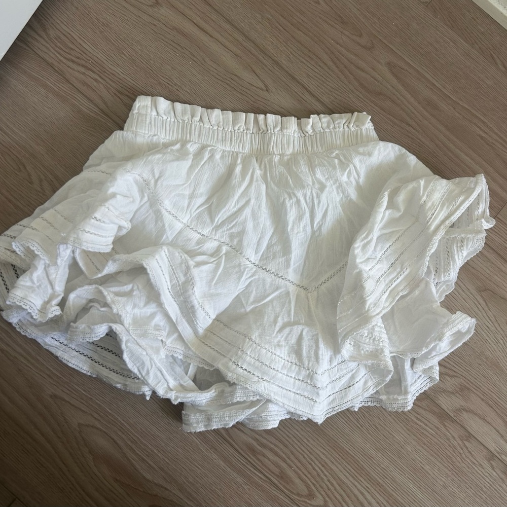 White Ruffled Tiered Mini Skirt